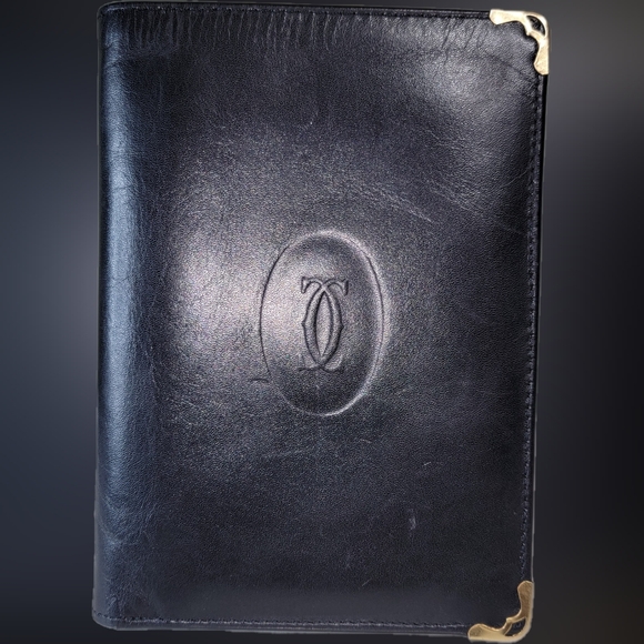 Cartier Vintage Leather Long Bifold Wallet Black For Cards Driving Documents ID. - Picture 1 of 16